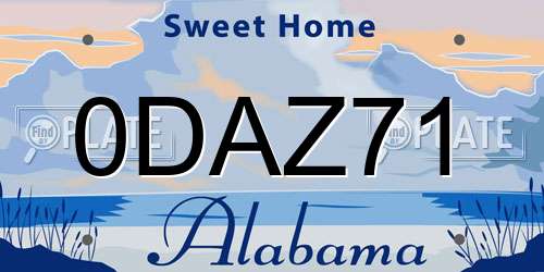 0DAZ71 Alabama License Plate