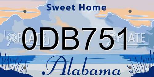 0DB751 Alabama License Plate