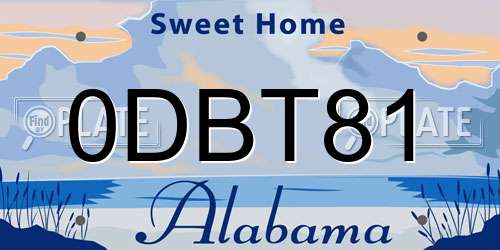 0DBT81 Alabama License Plate