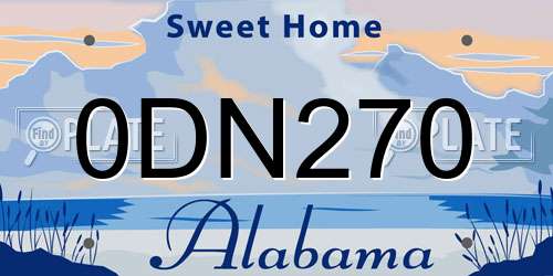 0DN270 Alabama License Plate