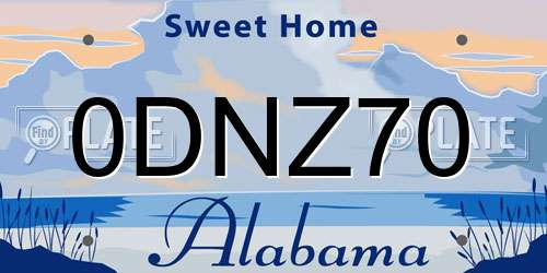 0DNZ70 Alabama License Plate