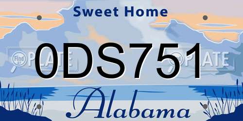 0DS751 Alabama License Plate