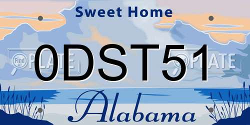 0DST51 Alabama License Plate