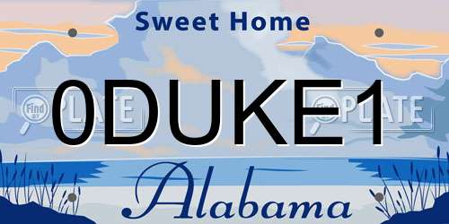 0DUKE1 Alabama License Plate