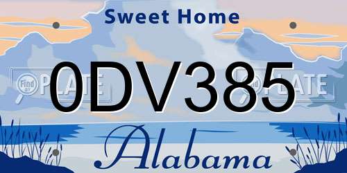 0DV385 Alabama License Plate