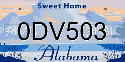 0DV503 Alabama License Plate