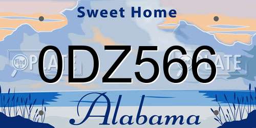 0DZ566 Alabama License Plate