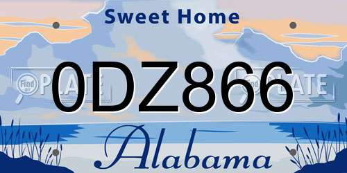0DZ866 Alabama License Plate