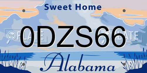 0DZS66 Alabama License Plate