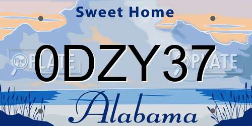 0DZY37 Alabama License Plate