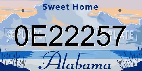 0E22257 Alabama License Plate