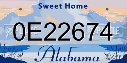 0E22674 Alabama License Plate