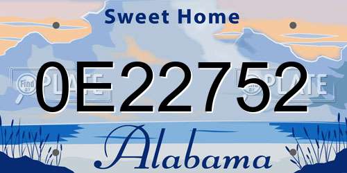 0E22752 Alabama License Plate