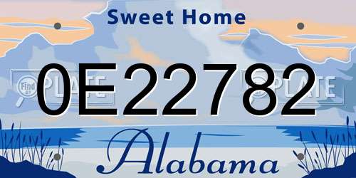 0E22782 Alabama License Plate