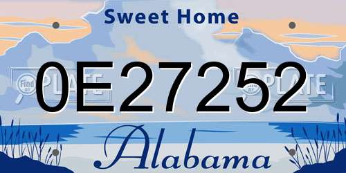 0E27252 Alabama License Plate
