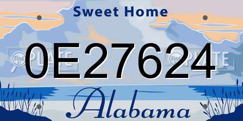 0E27624 Alabama License Plate