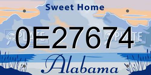 0E27674 Alabama License Plate
