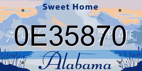 0E35870 Alabama License Plate