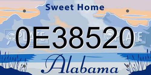 0E38520 Alabama License Plate