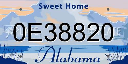 0E38820 Alabama License Plate