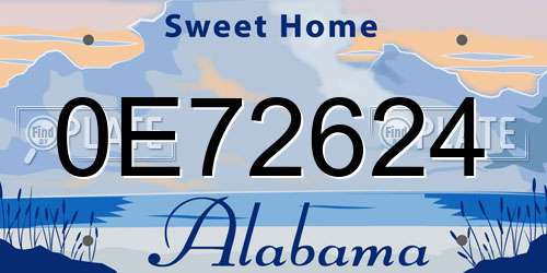 0E72624 Alabama License Plate