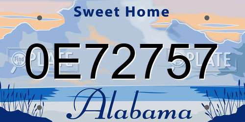 0E72757 Alabama License Plate