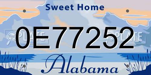 0E77252 Alabama License Plate