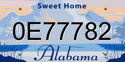 0E77782 Alabama License Plate