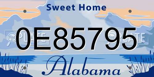 0E85795 Alabama License Plate