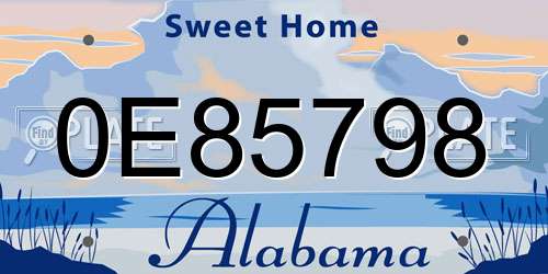 0E85798 Alabama License Plate