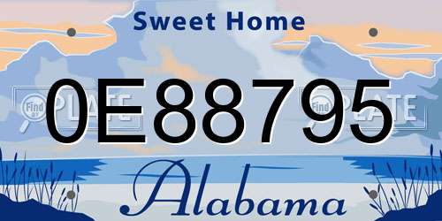0E88795 Alabama License Plate