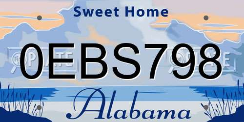 0EBS798 Alabama License Plate