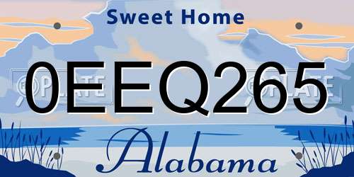 0EEQ265 Alabama License Plate