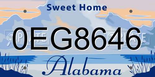 0EG8646 Alabama License Plate