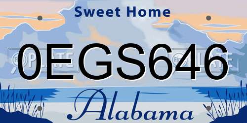 0EGS646 Alabama License Plate