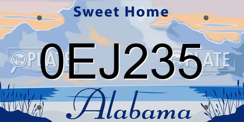 0EJ235 Alabama License Plate