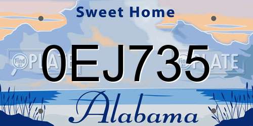 0EJ735 Alabama License Plate