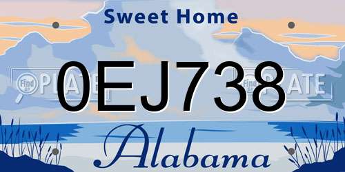 0EJ738 Alabama License Plate
