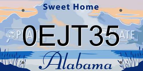 0EJT35 Alabama License Plate