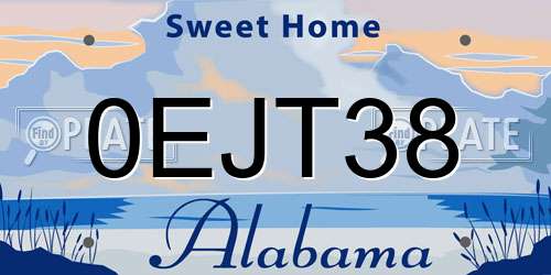 0EJT38 Alabama License Plate