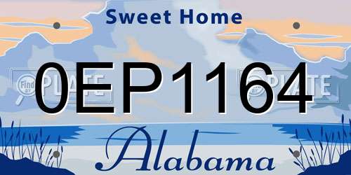0EP1164 Alabama License Plate