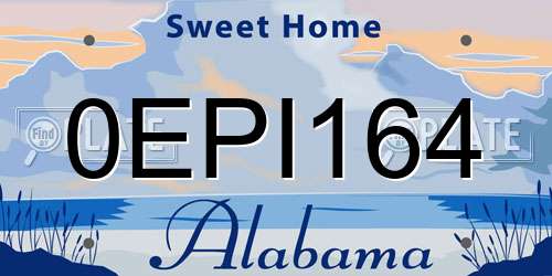 0EPI164 Alabama License Plate