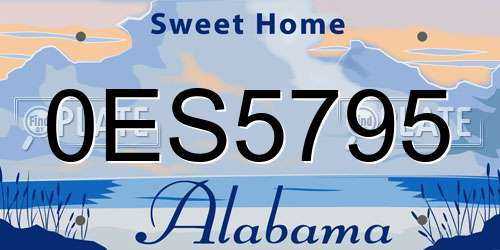 0ES5795 Alabama License Plate