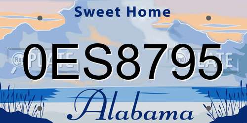 0ES8795 Alabama License Plate