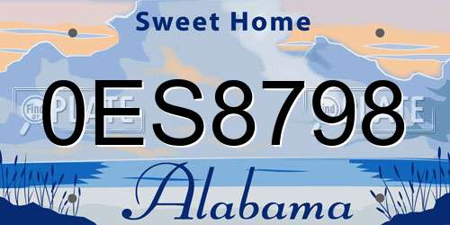 0ES8798 Alabama License Plate