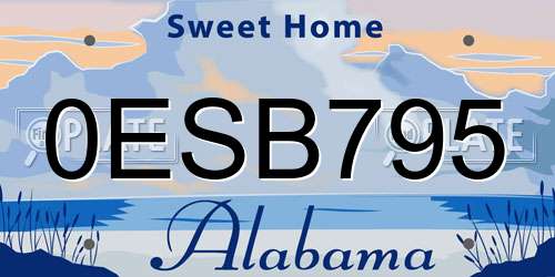 0ESB795 Alabama License Plate