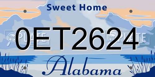 0ET2624 Alabama License Plate