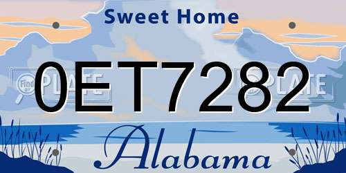 0ET7282 Alabama License Plate
