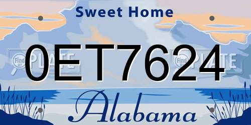 0ET7624 Alabama License Plate
