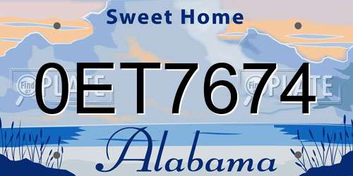 0ET7674 Alabama License Plate